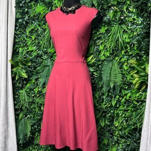 M.M. LaFleur Dress 2 Berry Pink Wool Blend Fit and Flare Cocktail Career 3813